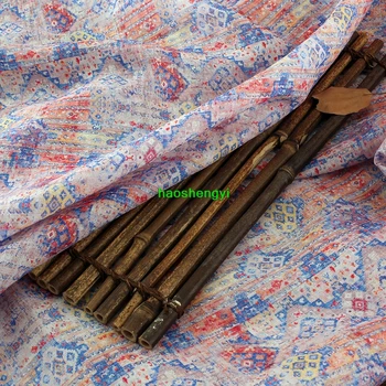 Retro orijinal basit geleneksel desen saf rami dijital baskı kumaş