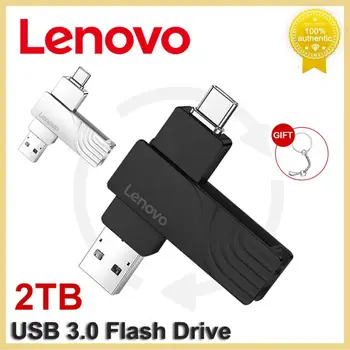 Lenovo 2 İN 1 Metal OTG USB flash sürücü 128 GB USB 3.0 2 TB küçük sürücüler Bellek Sopa Hediyeler 1 TB U Disk Dizüstü PC İçin Ücretsiz Kargo