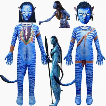 Avataring Yolu Su Alien Cosplay 3D Tulum erkek Kız Çocuklar Avataring 2 Cosplay Kostüm Cadılar Bayramı Partisi Bodysuit giysileri
