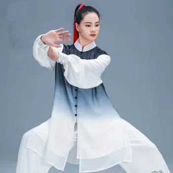 Dövüş Sanatı Üniforma Kung Fu Takım Elbise Koi Balık Tai Chi Giyim Çin Geleneksel Halk Taiji Açık Yürüyüş Sabah Spor FF2318