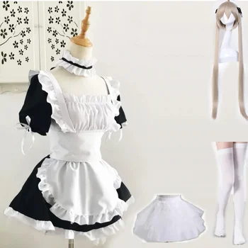 Anime Yosuga hiçbir Sora Kasugano Sora Hizmetçi Kıyafeti Cosplay Kostümleri Kadın Seksi Önlük Elbise Meidofuku Lolita