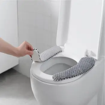 Yumuşak Tuvalet Pedi Kış Sıcak Kadife Yapışkanlı Tuvalet klozet kapağı Mat Kullanımlık Banyo Tuvalet koltuk minderi Closestool İsıtıcı Erişim
