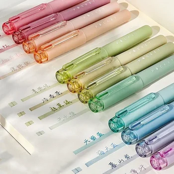 4 adet/takım Cep Fosforlu Kalemler Mini Renkli Kalem cetvel kalemi Anahtar işaretleyici kalem Taşınabilir Boyutlu Hafif Renk İşaretleyici Astar Çizim için
