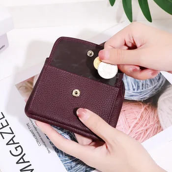 Yeni 2021 Avrupa Amerikan İnek Derisi Kadın Cüzdan Deri bozuk para cüzdanı Mini Fermuarlı Para Küçük Deri Çanta Pantolon Cep çantası