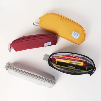 Büyük kapasiteli çok fonksiyonlu renkli kalem çantası öğrenci basit kırtasiye çantası Kawaii kalem çantası tuval kalem kutusu okul malzemeleri
