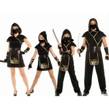 Cadılar bayramı Kostümleri Erkek Ninja Kostüm Kız Savaşçı Cosplay Karnaval fantezi parti elbisesi Çocuk Çocuk Yetişkin Ebeveyn-çocuk giyim