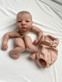 19 inç Zaten Boyalı Yeniden Doğmuş Bebek Parçaları Uyanık Gerçekçi Bebek 3D Boyama Görünür Damarlar Bez Vücut Dahil