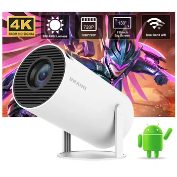 HY300 Mini Projektör 4K Android 11 WIFI6 BT5. 0 1080P 1280*720P Ev Sineması TV Ekranı Projektör Açık Taşınabilir ışın Projektör