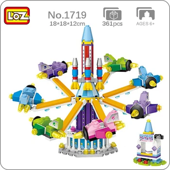LOZ 1719 Eğlence Parkı Dev Adım Uçak Oyun Alanı Mimari DIY Mini Blokları Tuğla Yapı Oyuncak Çocuk Hediye için hiçbir Kutu