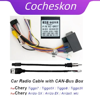 Araba Radyo Kablosu Android Kafa Ünitesi Güç Kablo Demeti soketli konnektör CAN Bus Dekoder Chery Tiggo için Arrizo 3X5 5X7 8 GX EX