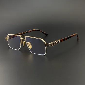 En Kaliteli Saf Titanyum Gözlük Çerçevesi Erkekler Optik Gözlük Reçete Vintage Gözlük Kadın Gözlük