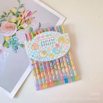 6 paket / grup Sumikko Gurashi mum boya kalemi Sevimli 12 renk Haddeleme Mum Boya Seti Sanat Petrol Pastel Grafiti kalem Çizim Kalemler Çocuklar için hediye