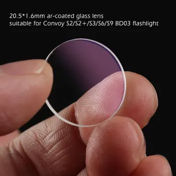 20.5 * 1.6 mm ar-kaplamalı cam lens ,Konvoy için uygun S2/S2+ / S3 / S6 / S9 BD03 el feneri