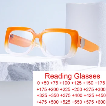 Vintage kare Anti mavi ışık engelleme okuma gözlüğü kadın reçete gözlük moda çift renkli çerçeve Trend gözlük + 2.5