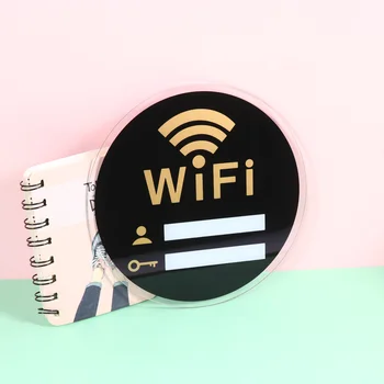 3 adet Zarif Akrilik Wifi Işareti Faydalı Duvar Sticker Akrilik Hatırlatma Pratik Wifi Şifre Akrilik Hatırlatma (15x15 cm)