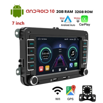 Araba Multimedya Oynatıcı Android 10 7 inç Araba Radyo HD Ekran 2+32G WıFı GPS Navigasyon AUX-ın VW / Passat / Touran / Caddy / Jetta