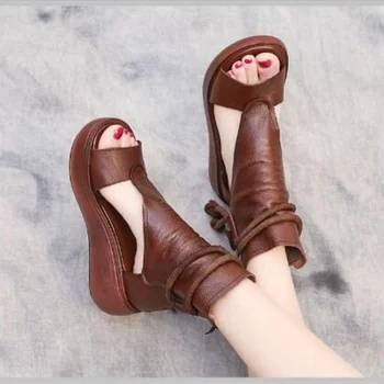 Yaz Kadın Roma Sandalet serin Çizmeler platform ayakkabılar Takozlar Moda Açık Sandalias Mujer
