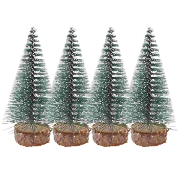 Yapay Mini Noel Ağaçları Masaüstü Minyatür Çam Ağacı Masa Üstü Noel Ağacı Ahşap Taban Dıy İşçiliği Mavi