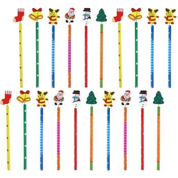 25 Adet Kalem Sevimli Kırtasiye Mekanik Noel Çocuklar Ahşap Kalemler Taşınabilir