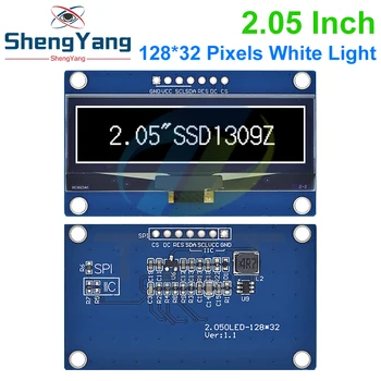 TZT 2.05 İnç OLED Ekran 128*32 LCD Modülü Beyaz Renk SSD1309 Denetleyici Desteği Arayüzü SPI/IIC Arduino İçin