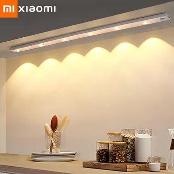 Xiaomi LED Gece Lambası Mutfak dolap altı ışığı Şarj Edilebilir Hareket Sensörü Sundurma Dolap Ultra İnce Alüminyum Gece Lambası