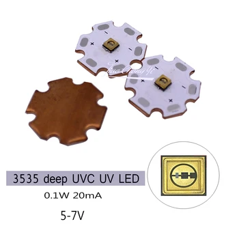 3535 5 V-7 V 0.1 W UVC UV LED 265nm 275nm 310nm Derin menekşe ultraviyole ışık ile 20mm bakır PCB