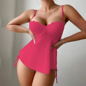 Kadın Düz Renk Seksi Bayan Bikini Mayo Bronzlaşma Bikini Kadınlar için Dikişsiz Bikini İç Çamaşırı Taklidi Bikini Üst