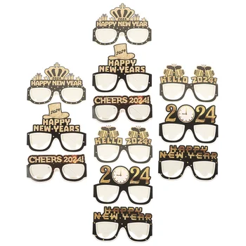 12 adet Kağıt Gözlük Sahne Yeni Yılınız Kutlu Olsun 2024 parti gözlüğü Gözlük Parti Sahne