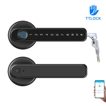 TTLock APP telefon uzaktan kumandası Akıllı Biyometrik Parmak İzi Şifre Kodu Tek Mandalı Kilit Kapalı Ahşap Metal Kapı