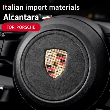 Alcantara Wrap Porsche İçin Yüksek Kaliteli Süet kaymaz direksiyon Sticker Kapak Araba İç Aksesuarları