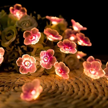 Pembe kiraz çiçeği dize ışıkları noel tatili dekoratif led ışık Garland Sakura asılı ışık dize