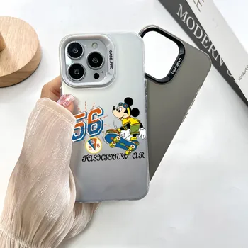 Disney Karikatür Mickey telefon kılıfı Moda Marka Renkli Gümüş Moda Telefon Kılıfı İçin iPhone 15 14 13 12 Pro Max 11 2023 Moda