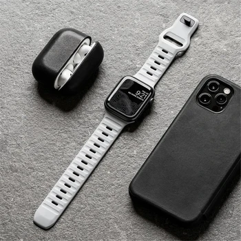 Spor Band Apple Ürünü İçin 8 7 Serisi 44MM 45MM Yumuşak Silikon Kauçuk Watchband Kayışı iWatch İçin 6 5 4 3 2 1 42mm 49MM Bilezik