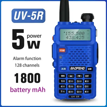 Baofeng UV - 5R Mavi Walkie Talkie 5-10km Taşınabilir Amatör Radyo 2 Yönlü Telsiz VHF / UHF Telsiz Çift Bant 5W CB Radyo İstasyonu