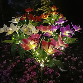 Zemin Ekleme Lambası IP65 Su Geçirmez Bahçe peyzaj ışığı 600MAH Orkide Çiçek Güneş ışığı Son 10H Bahçe Sundurma Yard