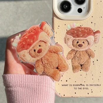 Kore Sevimli Peluş Ayı Griptok iphone braketi Samsung Evrensel INS Karikatür Taiyaki telefon tutucu Halka Destek Standı Kavrama Tok