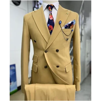 Meslek erkek Takım Elbise Ceket takım elbise Blazer 2 Adet Blazer Pantolon Rahat Düğün Tasarım Moda Butik