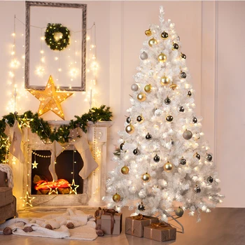 4FT Önceden Aydınlatılmış Yapay Noel Ağacı Kolay Montaj Önceden Aydınlatılmış Noel Ağacı LED ışıkları ve Metal Standı tatil Dekorasyon için