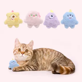 Peluş Kedi Oyuncak Kedi Oyuncak Catnipli Kedi Oyuncak Ses Efekti ile Sevimli Karikatür Tasarım Pet Çiğnemek Diş Taşlama için Eğlenceli Oynak