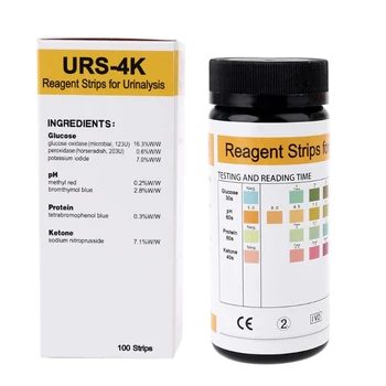100 Adet URS - 4K Glikoz pH Protein Keton Kan İdrar Test Şeridi Reaktif Şerit İdrar Tahlili İçin Anti-VC Yeteneği