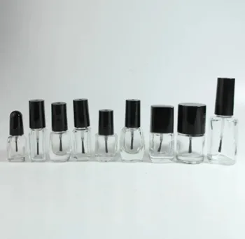 500 adet 5ml Şeffaf Cam oje şişesi Boş Kapaklı Fırça Boş Kozmetik Kapları Tırnak Cam fırçalı şişeler