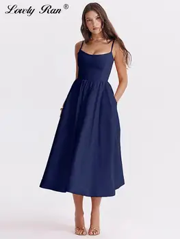 Seksi Katı kemerli elbise Kadın Kolsuz Backless Yüksek Kayma Midi Elbiseler Kadın 2023 Yaz Bayanlar Moda Streetwear Vestidos