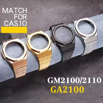 Katı Çelik Saat Kayışı Seti GA2100 GM2100 Kol Saati Aksesuarı Metal Kabuk Bant Montajı Değiştirme