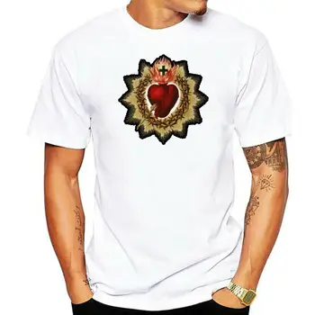 Kutsal Kalp İsa Mesih Nimet Sanat En Kaliteli Pamuk Rahat Erkek T Shirt Erkekler Ücretsiz Kargo Tasarım Stil Yeni Moda
