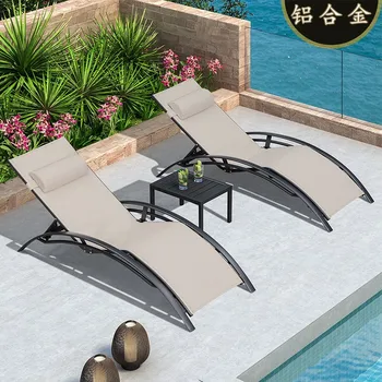 Plaj sandalyesi açık recliner yüzme havuzu su geçirmez recliner balkon avlu eğlence yüzme havuzu şezlong sandalyeler çardaklar