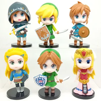 Zelda 6 adet/takım 10 cm Mini S Versiyonu Bağlantı Şekil Zelda Prenses Salda Modeli Heykelcik Oyunu Dekoratif Süsler bebek
