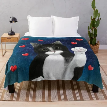Sevgi dolu smokin kedi atmak battaniye bebek Furrys yumuşak battaniye