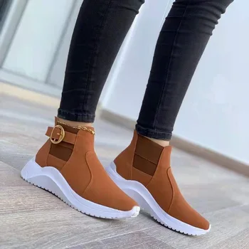 Kadın Moda vulkanize Ayakkabı Platformu Düz Renk Flats Bayanlar Ayakkabı Rahat Nefes Takozlar Bayanlar Yürüyüş Spor Ayakkabı