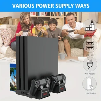 PS4 Standı Soğutma Fanı İstasyonu Playstation 4 / PS4 İnce / PS4 Pro PS4 dikey stant ile Çift Denetleyici girişli şarj cihazı İstasyonu