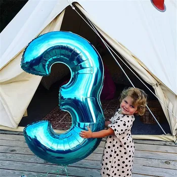 Dev Boyutu 40 & 42 İnç Mavi / Pembe Büyük Numarası Folyo Balonlar 0-9 Doğum Günü Düğün Nişan Parti Dekor Globos çocuk topu Malzemeleri